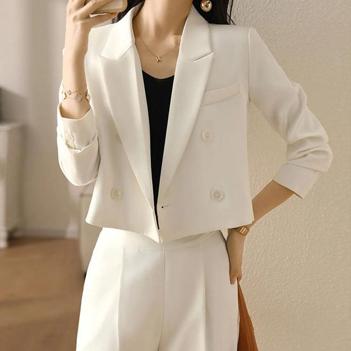 Women's Cropped Blazer with Double Breasted & Pocket | Workwear