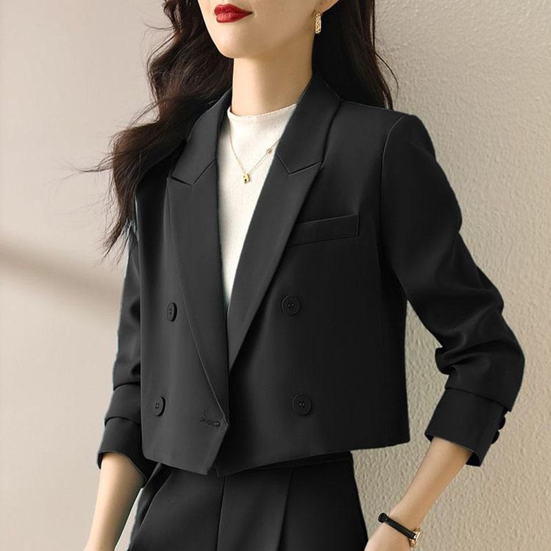 Women's Cropped Blazer with Double Breasted & Pocket | Workwear