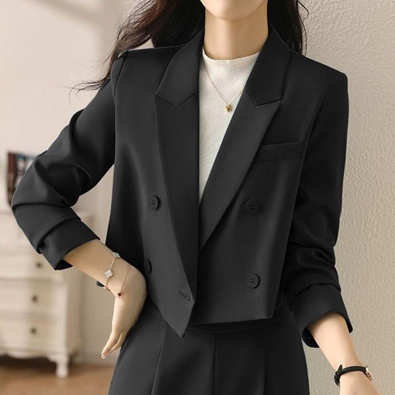 Women's Cropped Blazer with Double Breasted & Pocket | Workwear