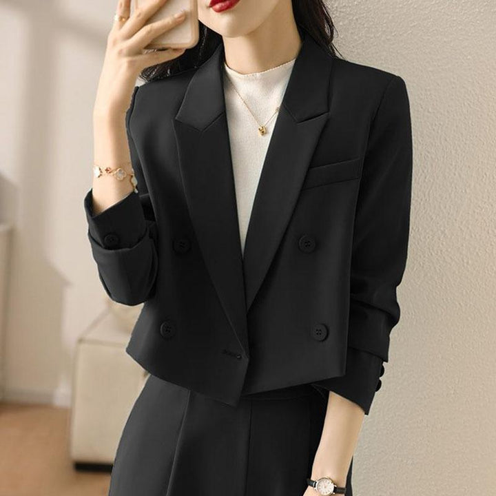 Women's Cropped Blazer with Double Breasted & Pocket | Workwear