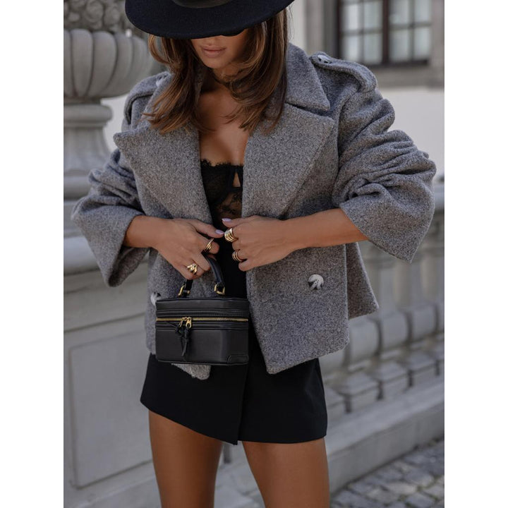 Women's Cropped Blazer with Double Breasted & Wide Lapel | Boxy Short