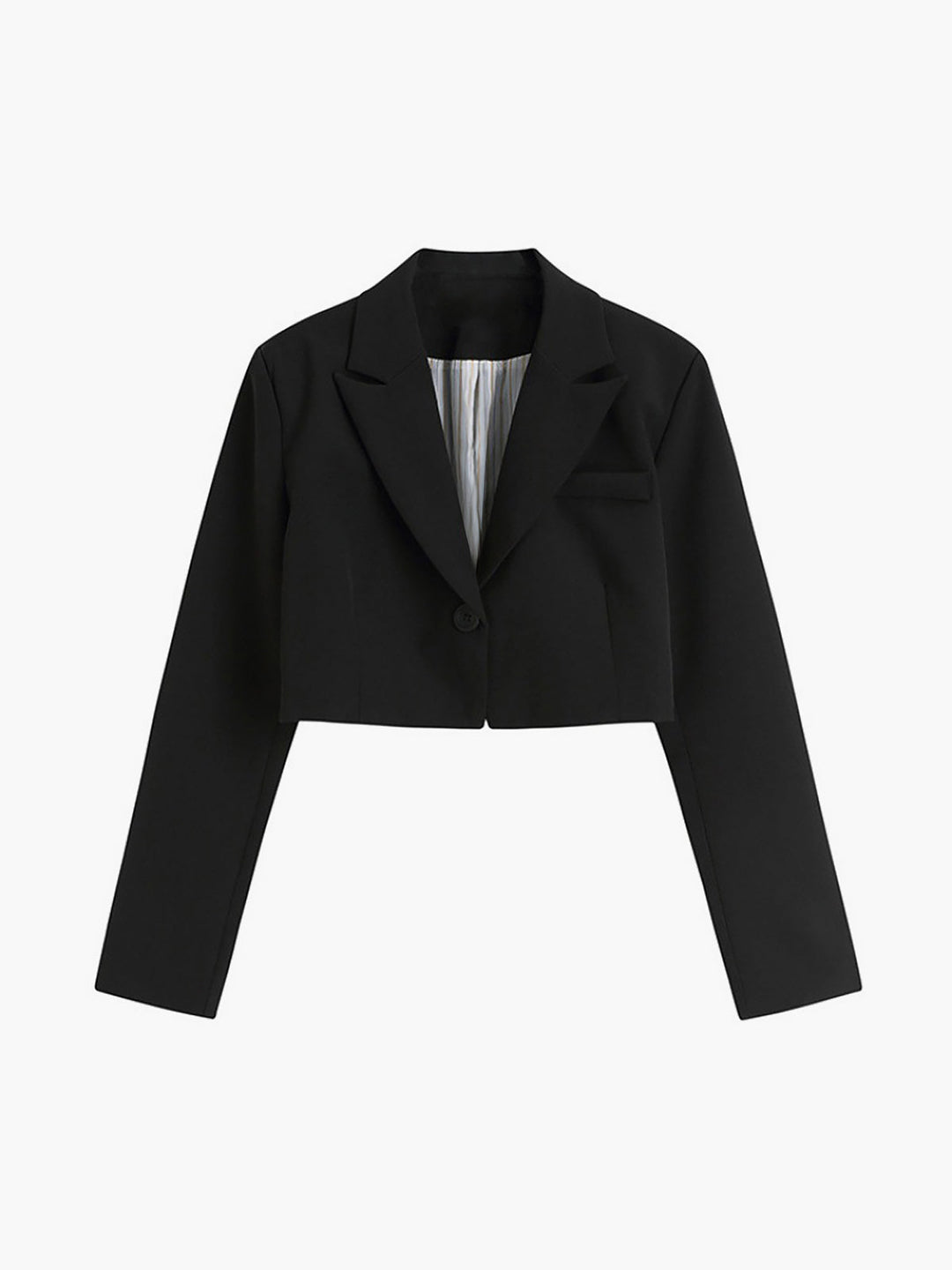 Women's Cropped Blazer with Notched Lapel & Button | Minimalist