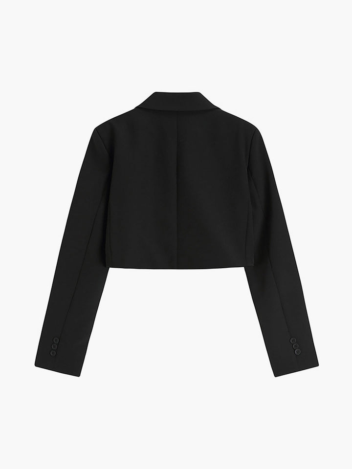 Women's Cropped Blazer with Notched Lapel & Button | Minimalist