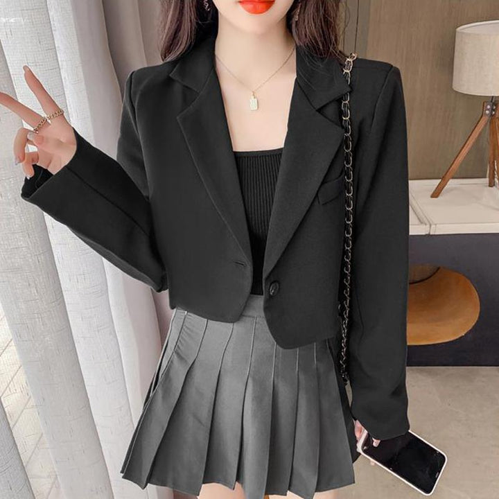 Women's Cropped Blazer with Notched Lapel & Single Button | Short