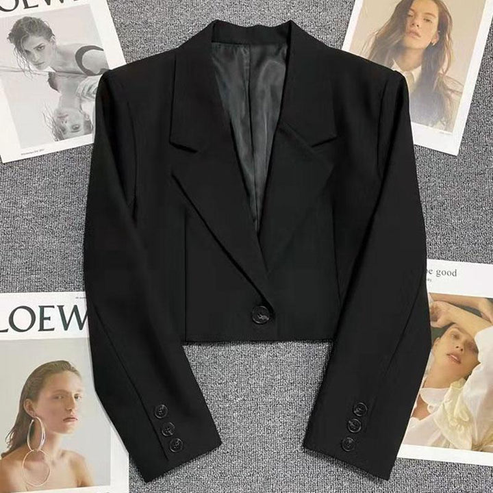 Women's Cropped Blazer with Notched Lapel & Single Button | Short