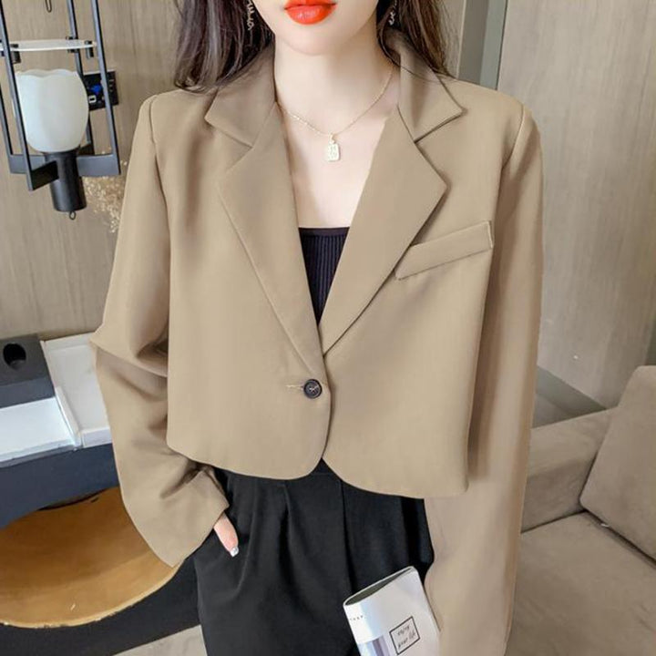 Women's Cropped Blazer with Notched Lapel & Single Button | Short