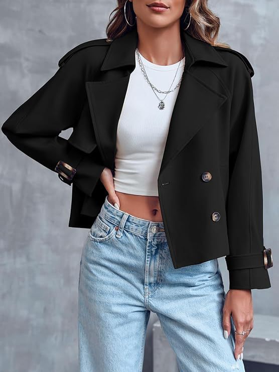 Women's Cropped Trench Coat | Double-Breasted