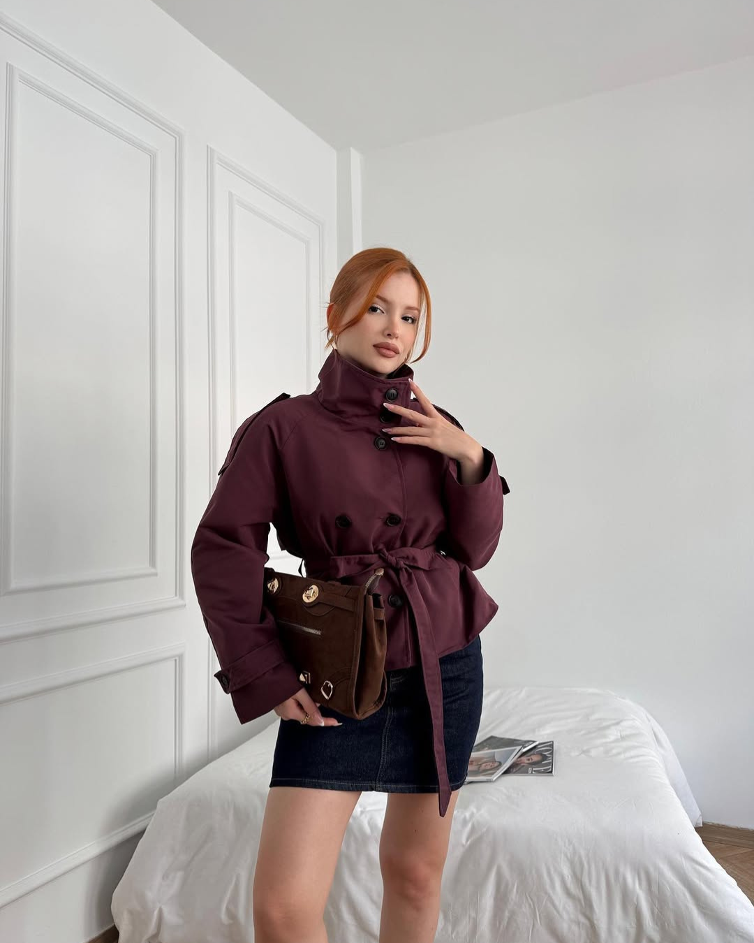 Women's Cropped Trench Coat Double-Breasted | Belted
