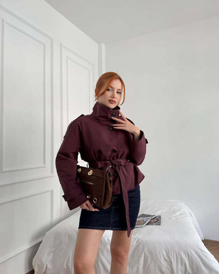 Women's Cropped Trench Coat Double-Breasted | Belted