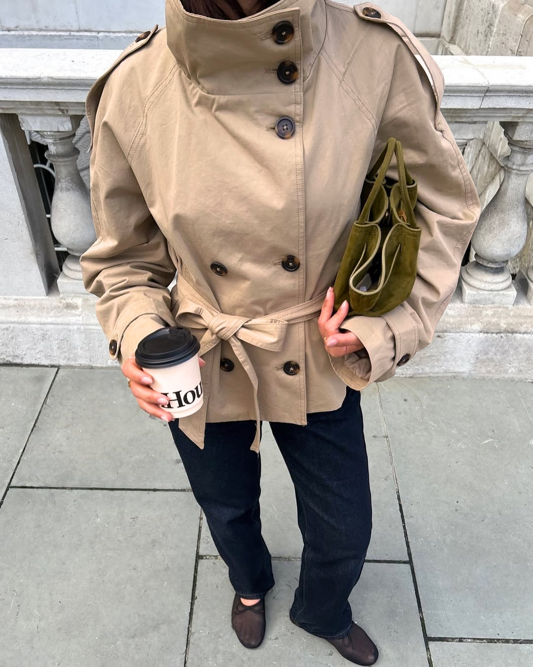 Women's Cropped Trench Coat Double-Breasted | Belted