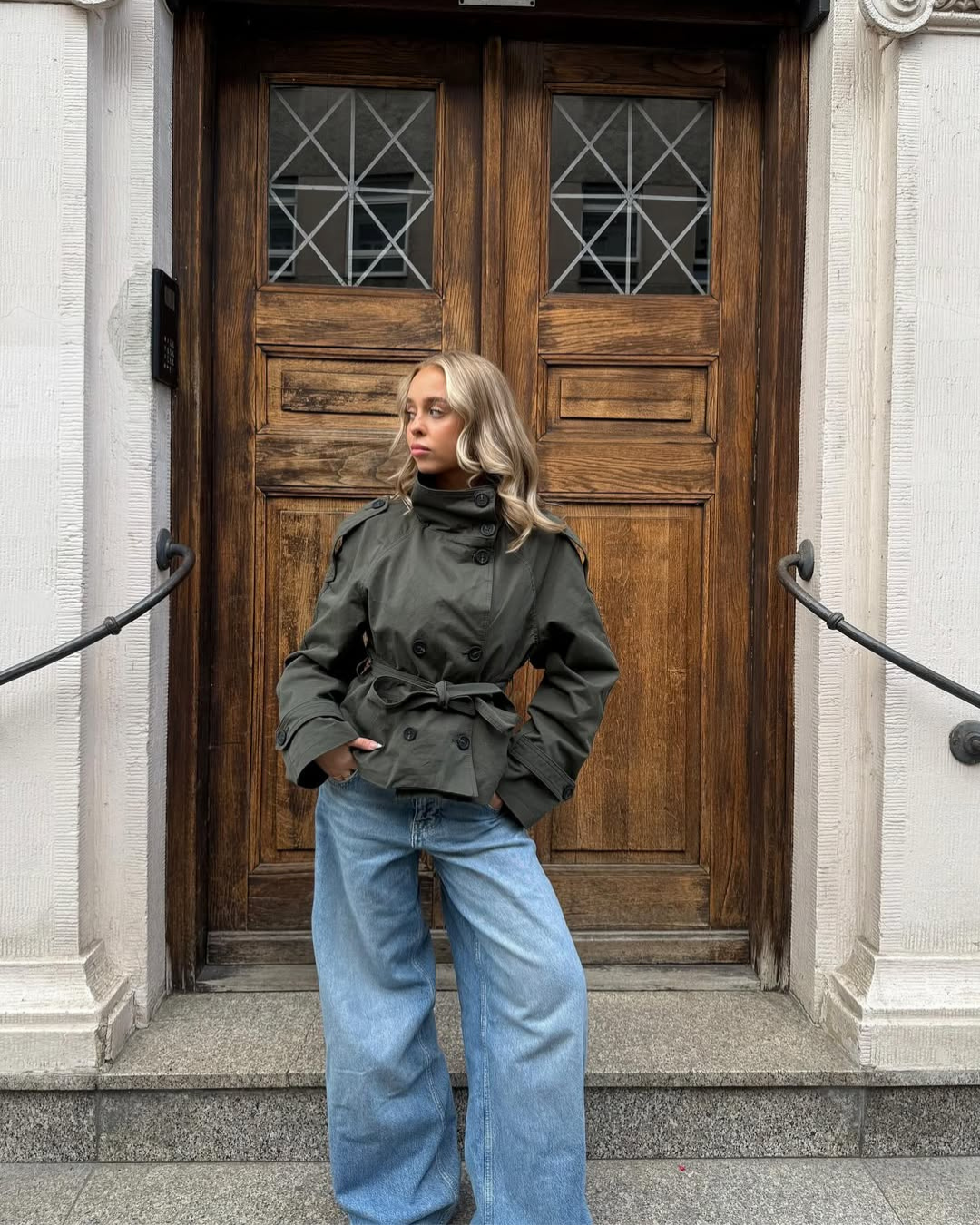 Women's Cropped Trench Coat Double-Breasted | Belted