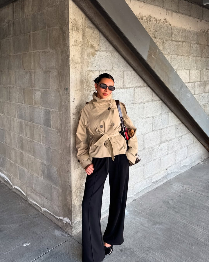 Women's Cropped Trench Coat Double-Breasted | Belted