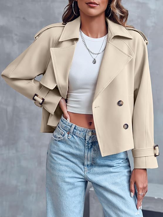 Women's Cropped Trench Coat | Double-Breasted