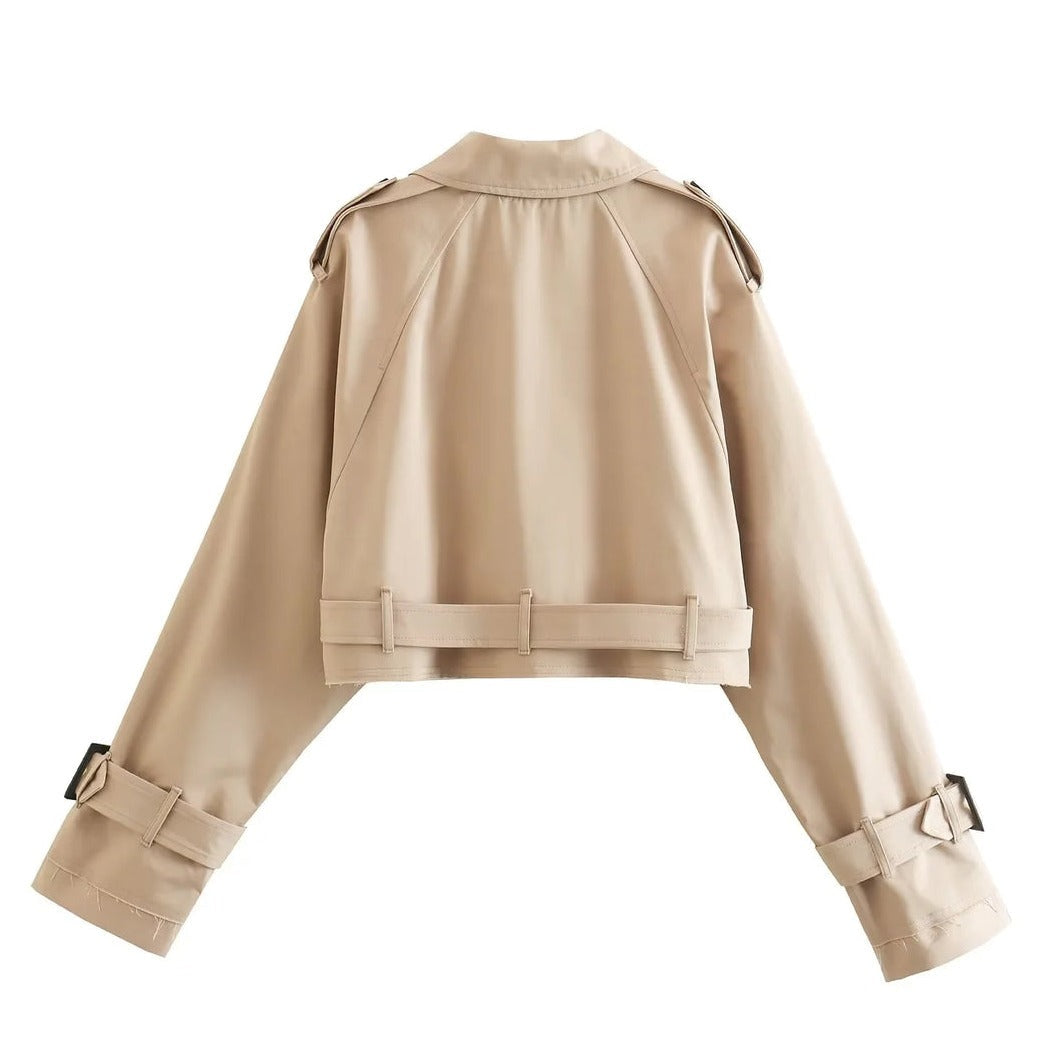 Women's Cropped Trench Coat Short Belted | Classic
