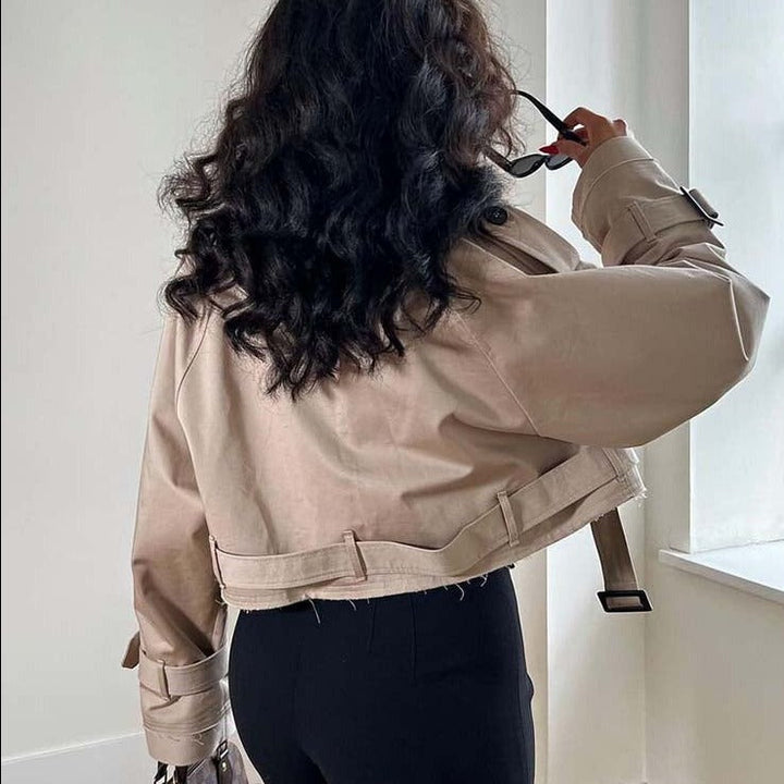 Women's Cropped Trench Coat Short Belted | Classic