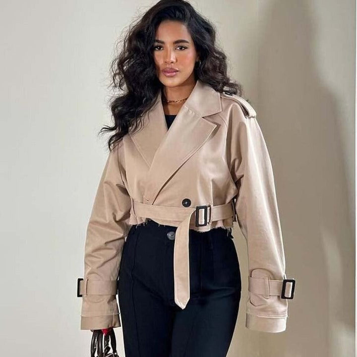 Women's Cropped Trench Coat Short Belted | Classic
