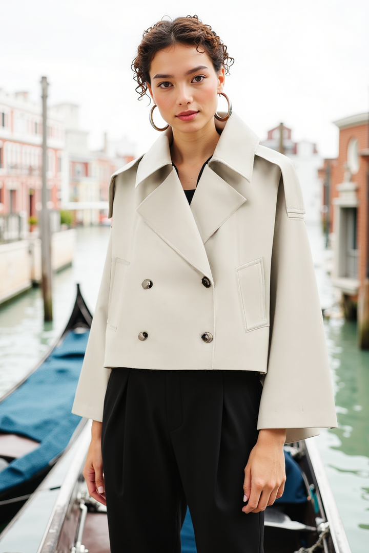 Women's Cropped Trench Coat Short | Double-Breasted