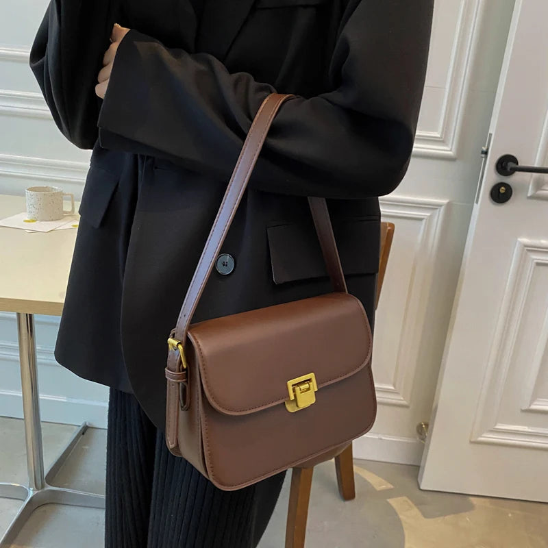 Women's Crossbody Bag with Flap & Turn-Lock Clasp | Small