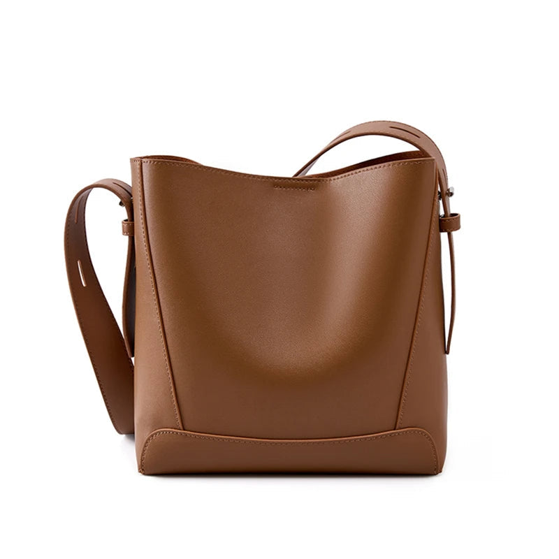 Women's Crossbody Bucket Bag with Wide Strap | Structured Base