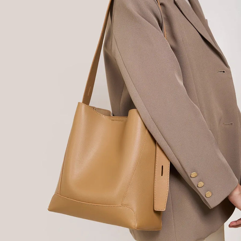 Women's Crossbody Bucket Bag with Wide Strap | Structured Base
