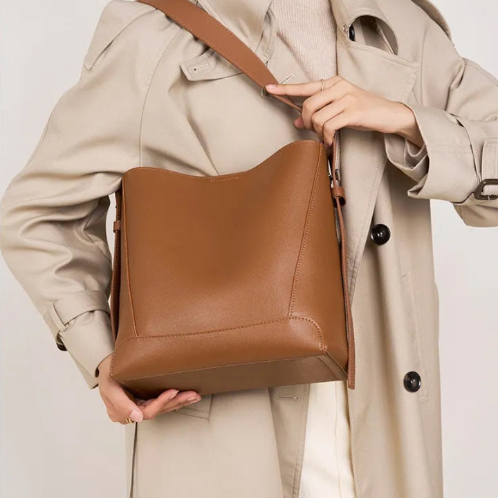 Women's Crossbody Bucket Bag with Wide Strap | Structured Base