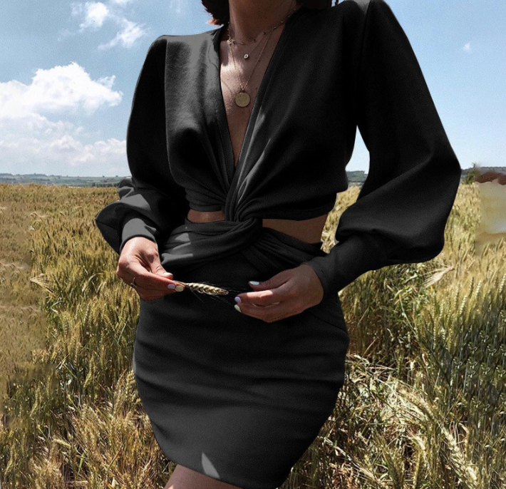 Women's Cut-Out Formal Dress | Long Sleeve Mini