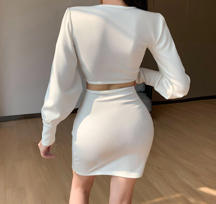 Women's Cut-Out Formal Dress | Long Sleeve Mini