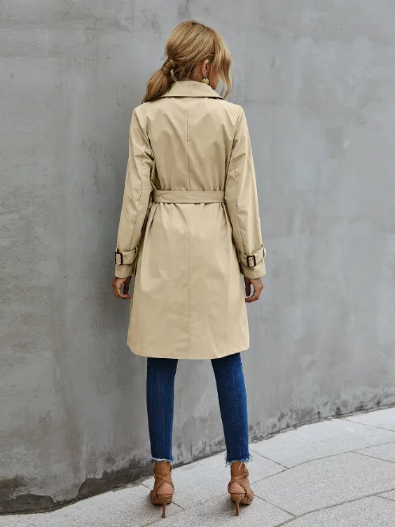 Women's Double-Breasted Trench Coat | Belted Waist