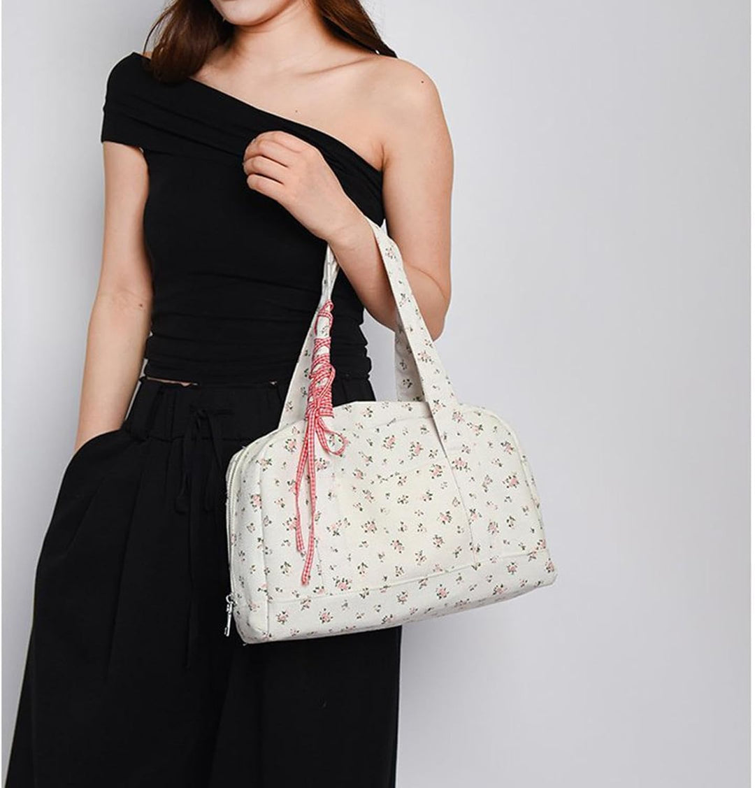 Women’s Duffle Bag With Floral Print | Travel Shoulder Bag