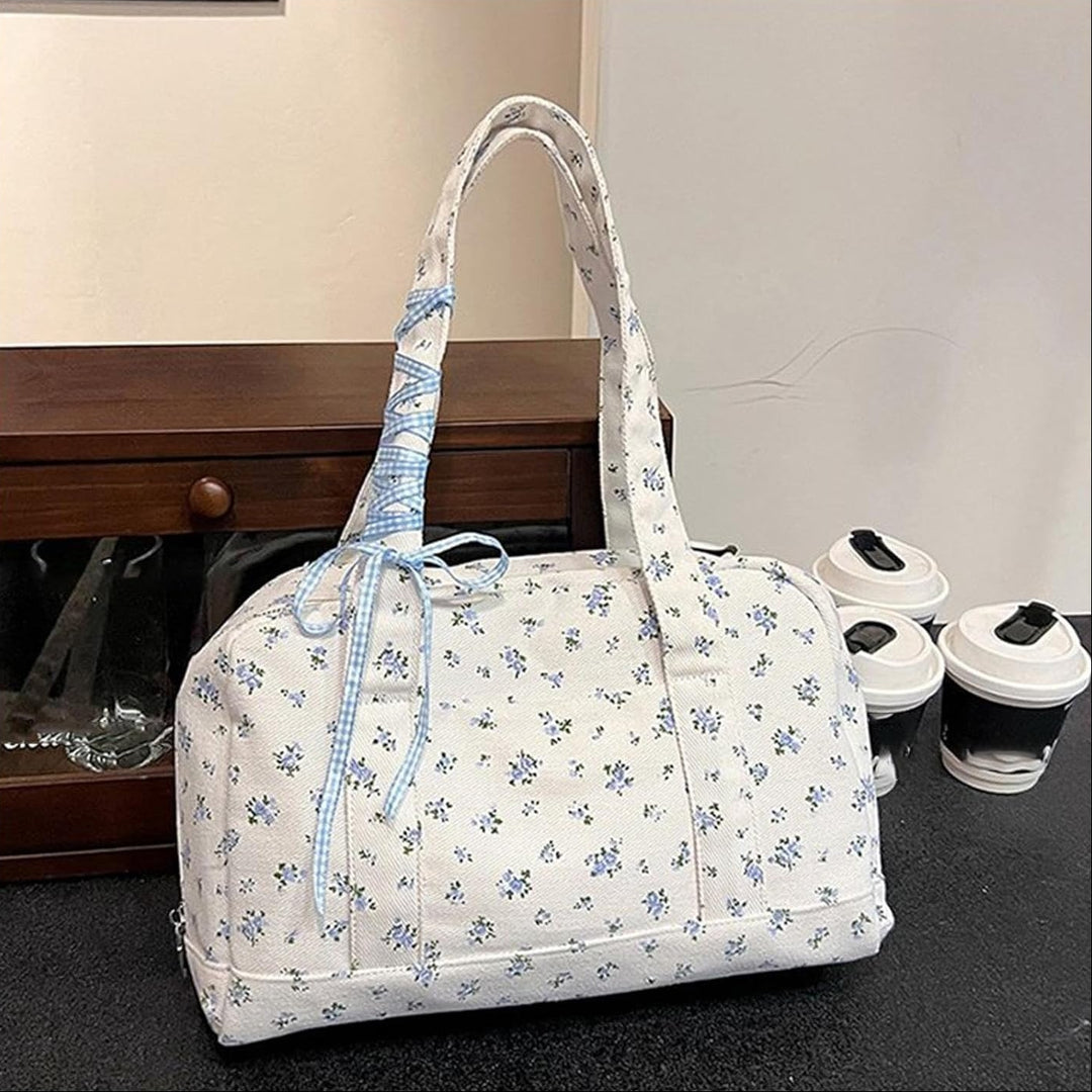 Women’s Duffle Bag With Floral Print | Travel Shoulder Bag