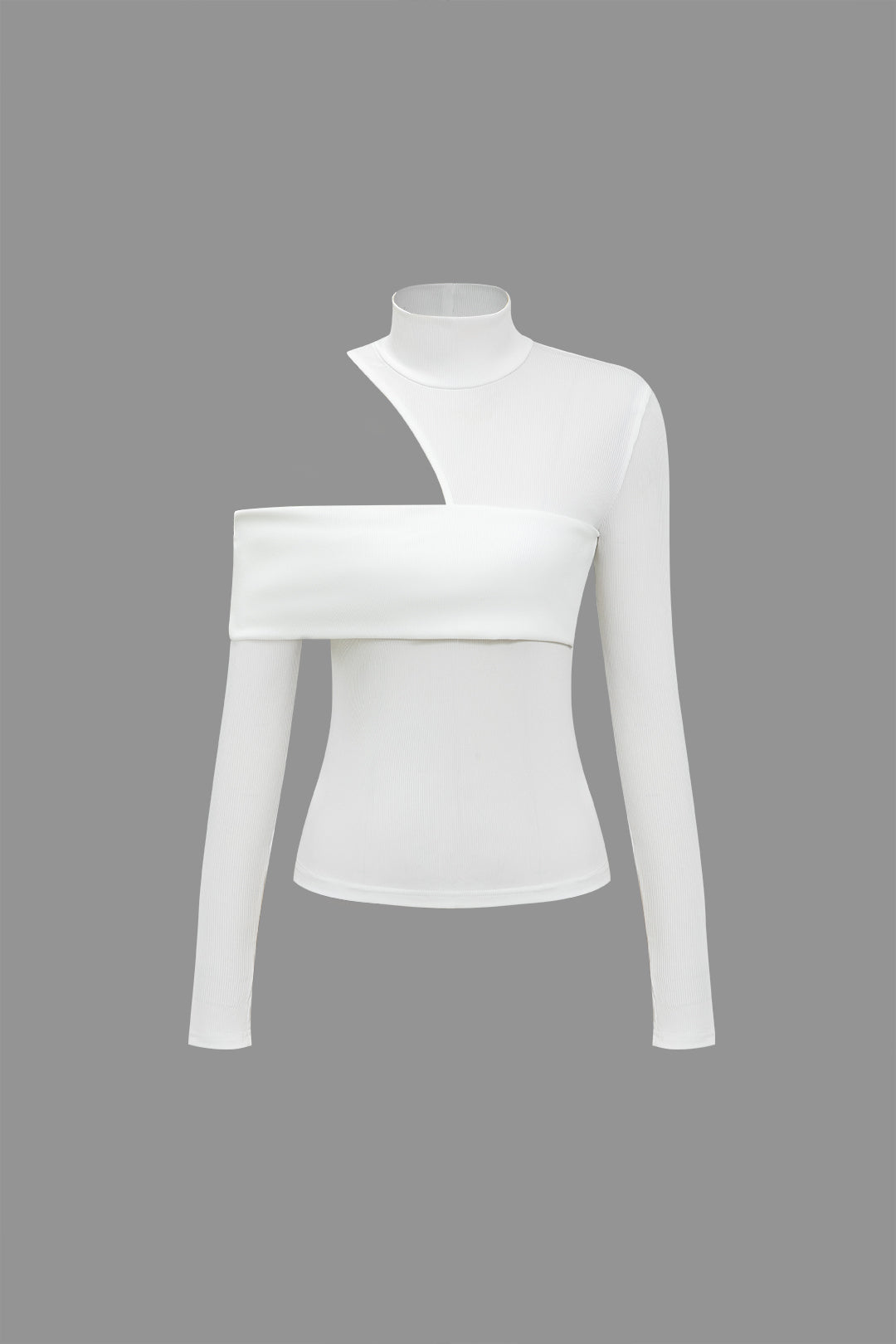 Women's Fitted Long Sleeve Top with Cut Out Detail | Turtleneck