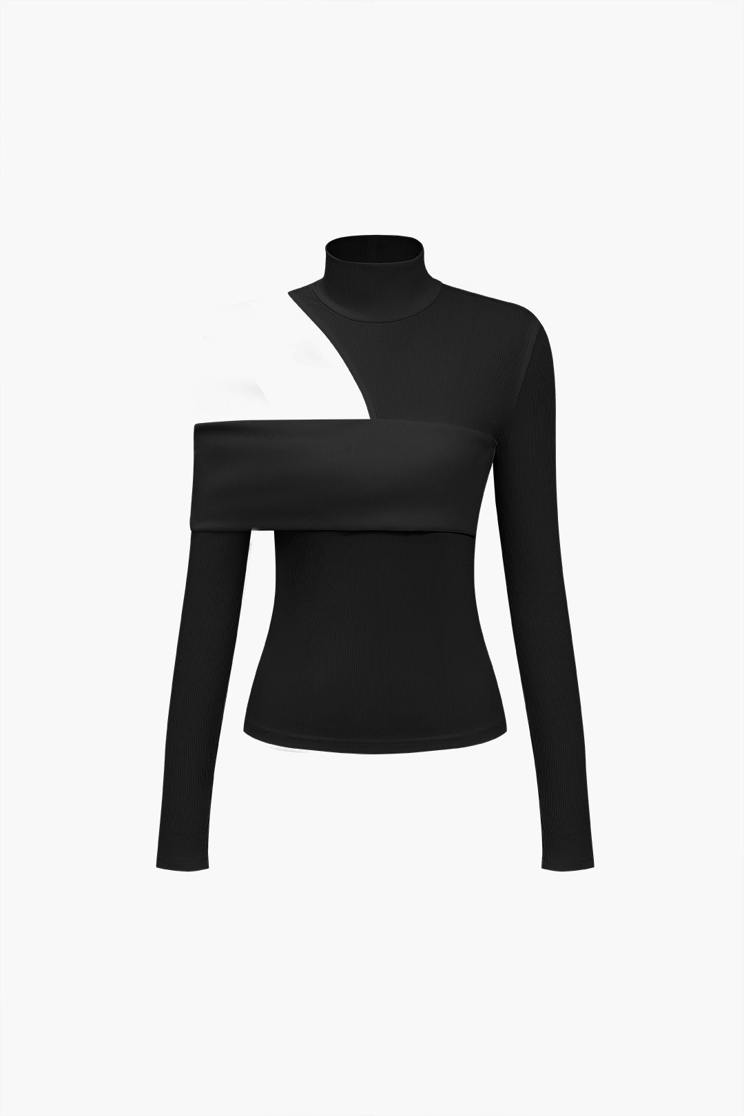 Women's Fitted Long Sleeve Top with Cut Out Detail | Turtleneck