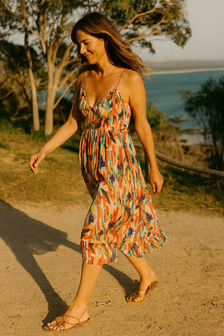 Women's Floral Summer Dress Spaghetti Strap | Midi Sundress