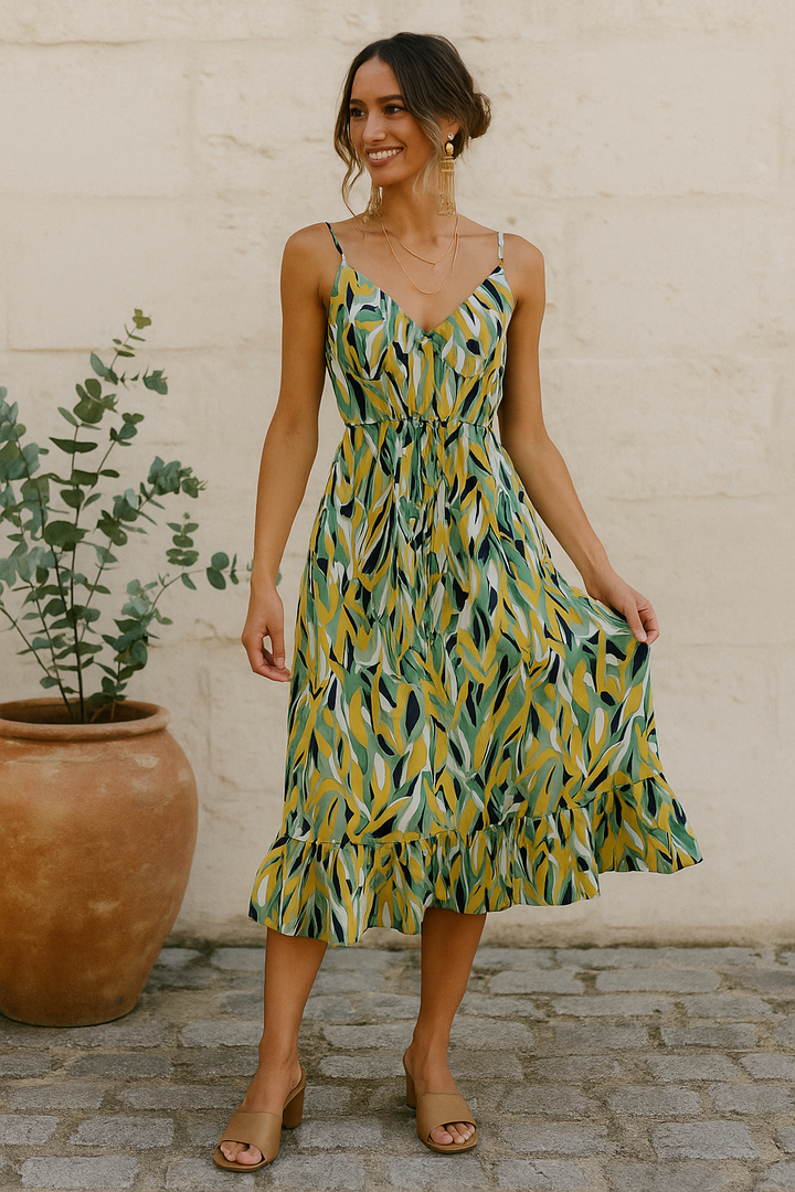 Women's Floral Summer Dress Spaghetti Strap | Midi Sundress