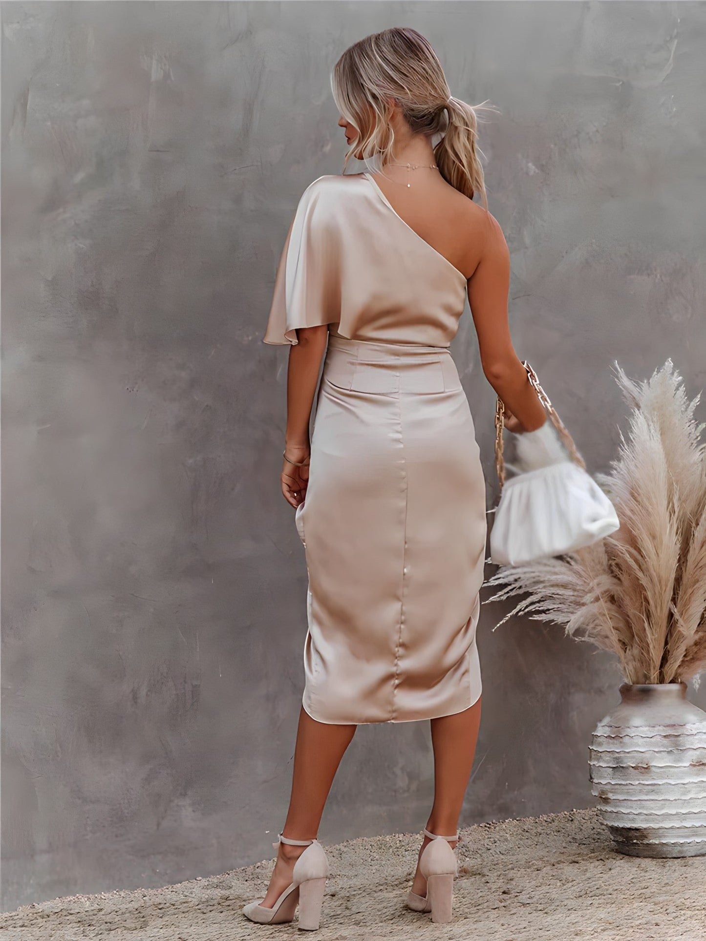 Women’s Formal Dress One Shoulder Ruched | Midi