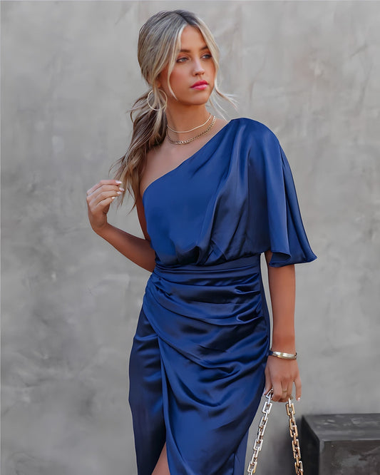 Women’s Formal Dress One Shoulder Ruched | Midi
