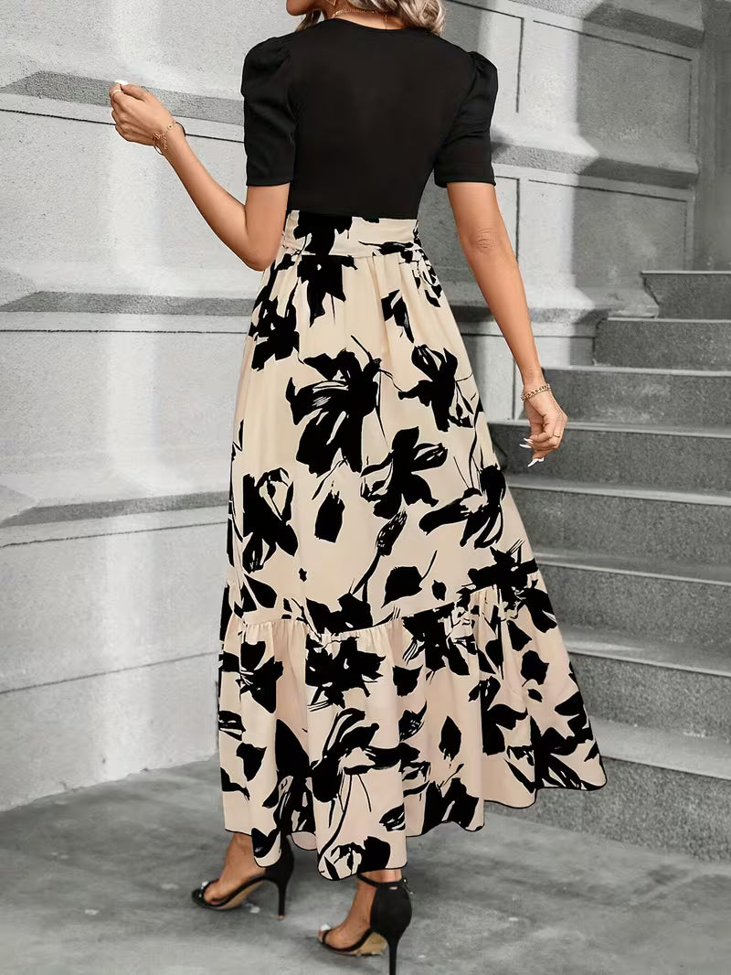 Women’s Formal Dress Short Sleeve with Tie Waist | Maxi