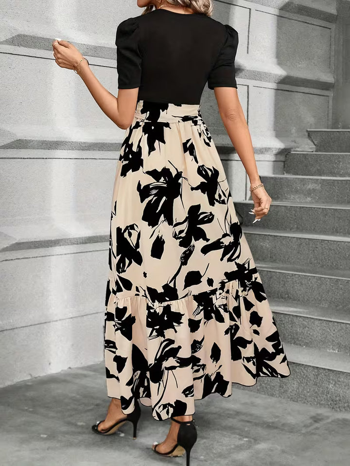 Women’s Formal Dress Short Sleeve with Tie Waist | Maxi