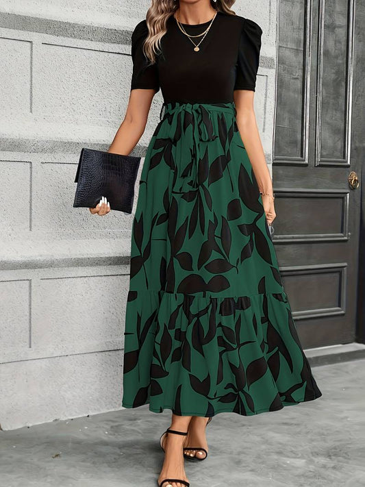 Women’s Formal Dress Short Sleeve with Tie Waist | Maxi