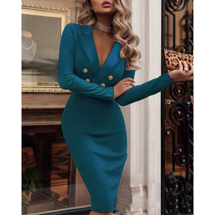Women’s Formal Dress V-Neck Long Sleeve | Midi