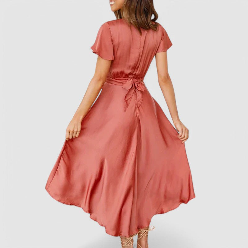 Women's Formal Dress V-Neck Wrap Midi | Cocktail