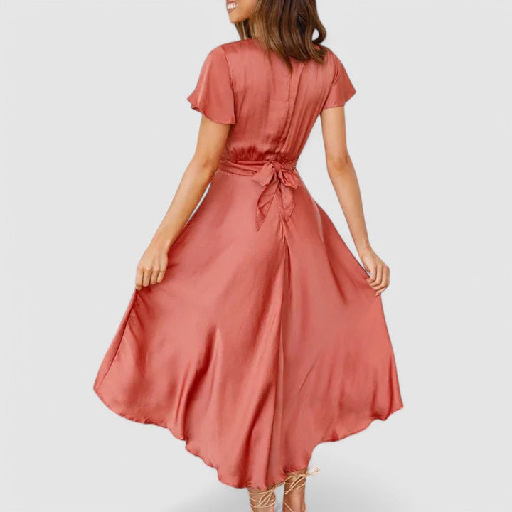Women's Formal Dress V-Neck Wrap Midi | Cocktail
