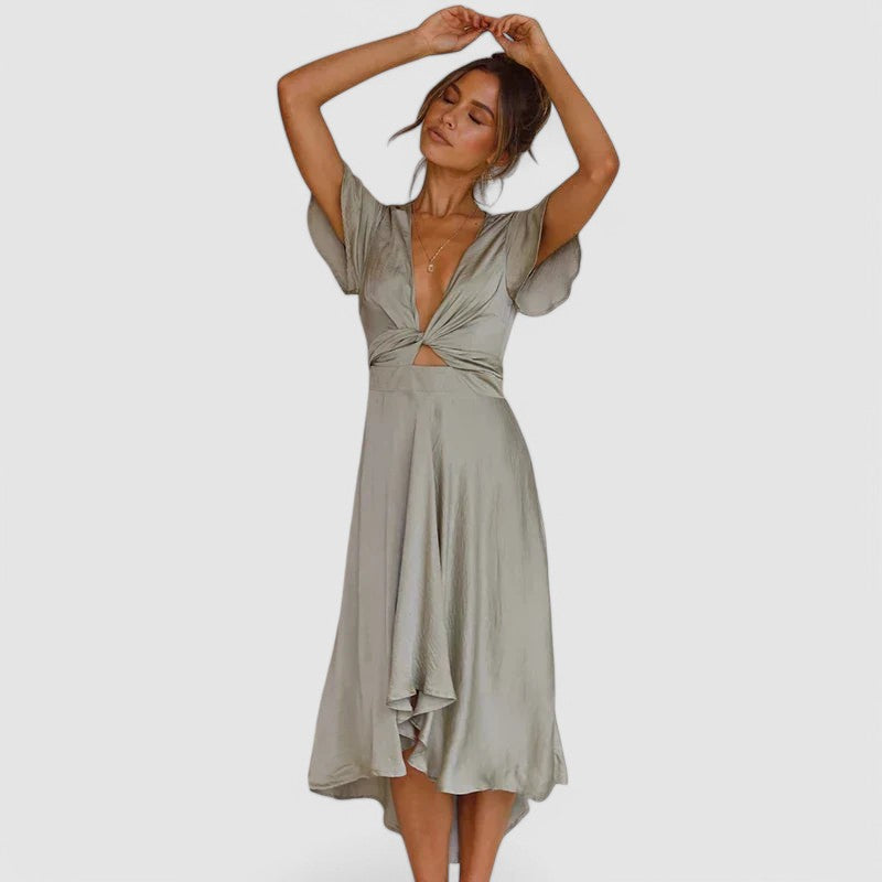 Women's Formal Dress V-Neck Wrap Midi | Cocktail