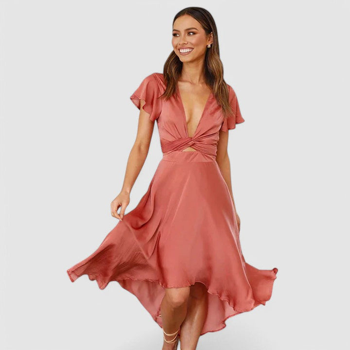 Women's Formal Dress V-Neck Wrap Midi | Cocktail