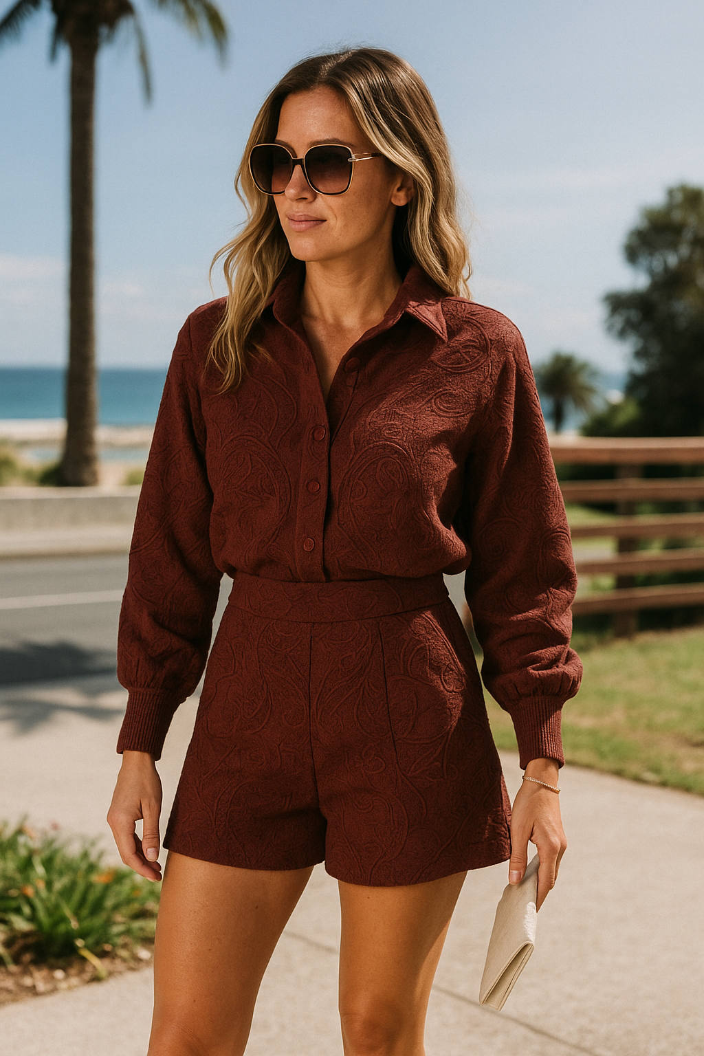 Women's Formal Playsuit Button Front Puff Sleeve | Romper