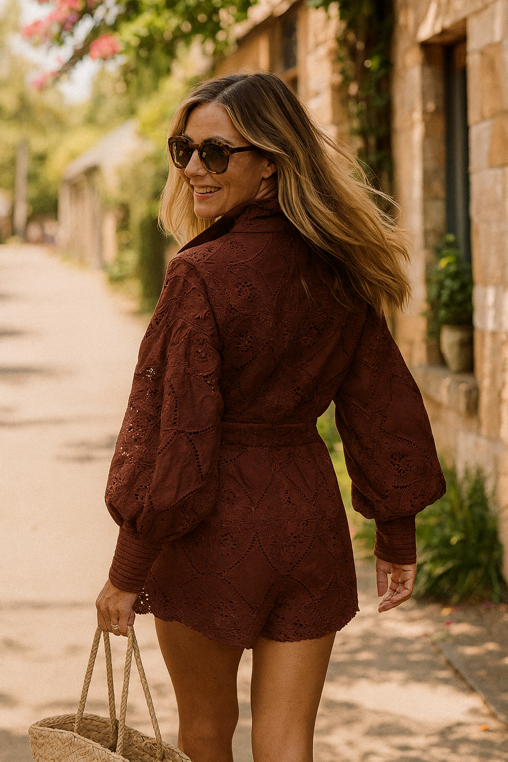 Women's Formal Playsuit Button Front Puff Sleeve | Romper