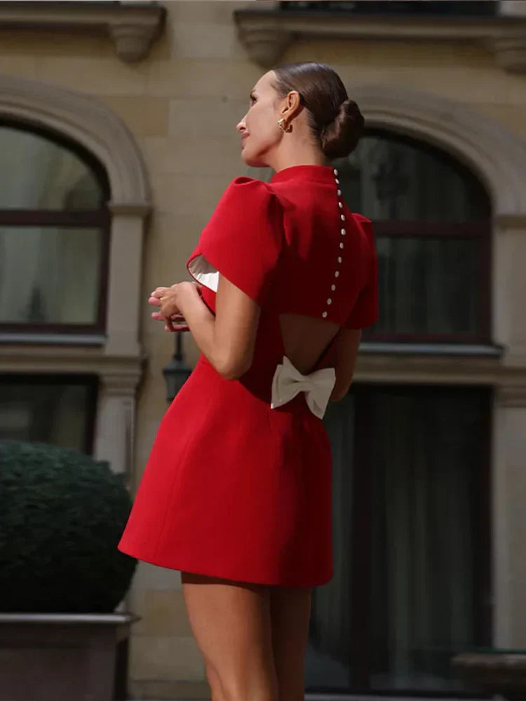 Women's Graduation Dress Mini Open Back Bow | Party