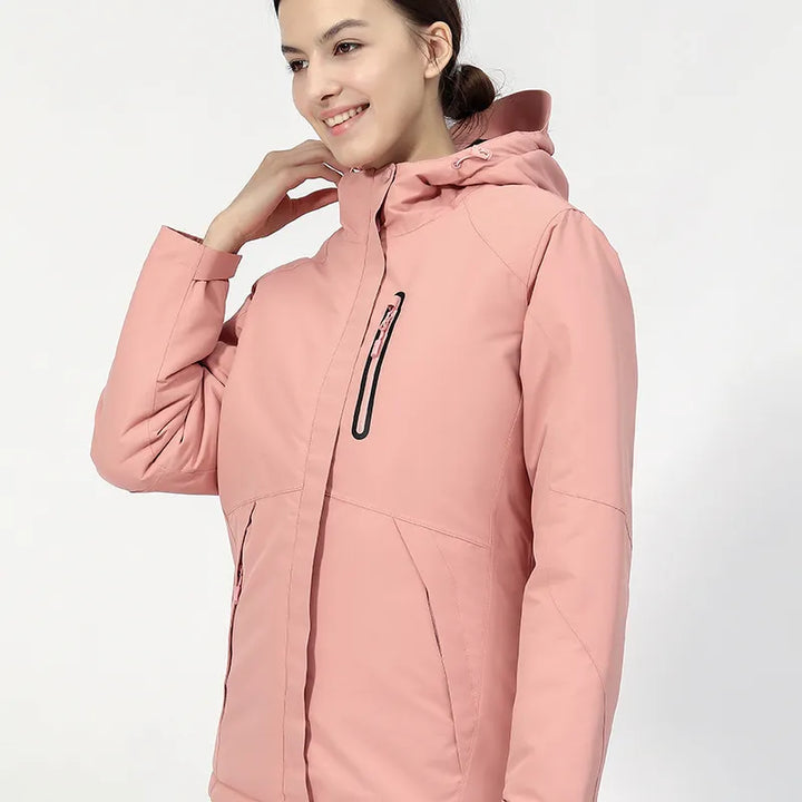Women's Heated Jacket Hooded USB Zip Up | Pockets