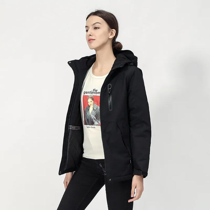 Women's Heated Jacket Hooded USB Zip Up | Pockets
