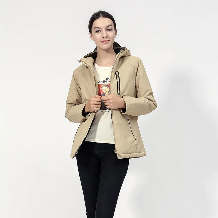 Women's Heated Jacket Hooded USB Zip Up | Pockets